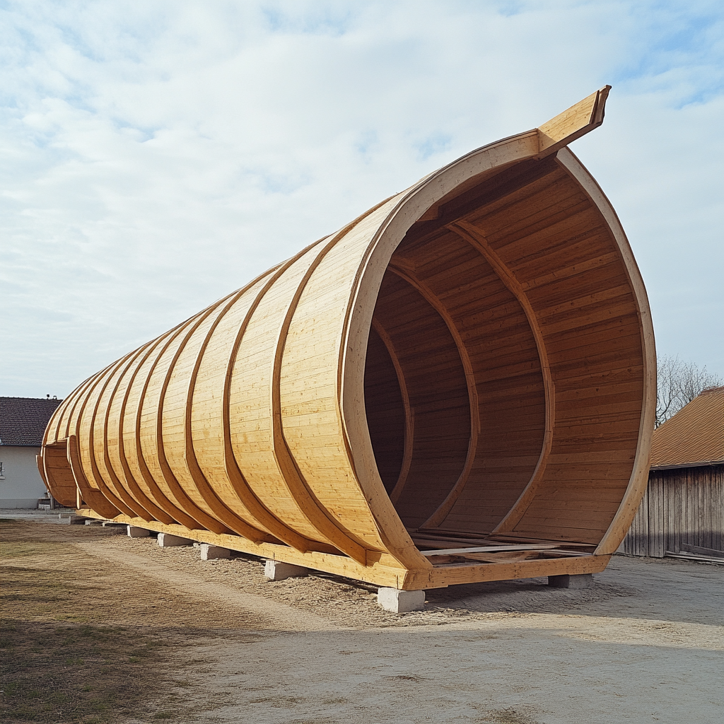 Elegant Wood Frame Farm with Ellipse Shape, Front View