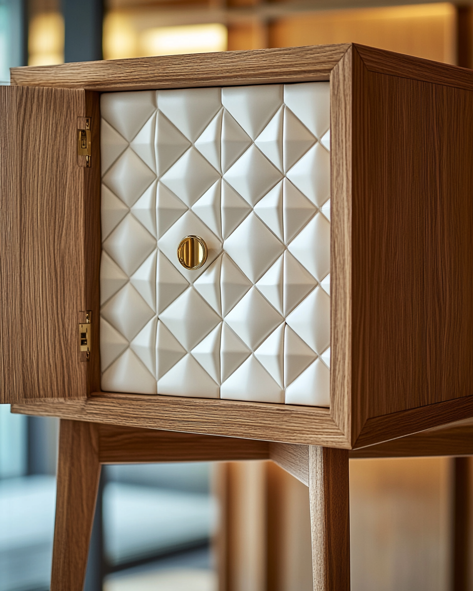 Elegant Wooden Cabinet in Luxury Showroom, 2024