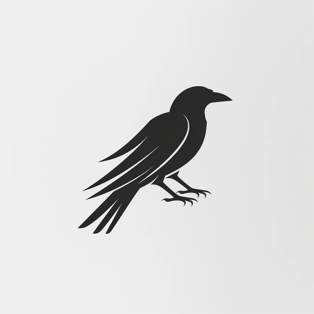 Elegant crow logo for indie publisher with sophisticated style.