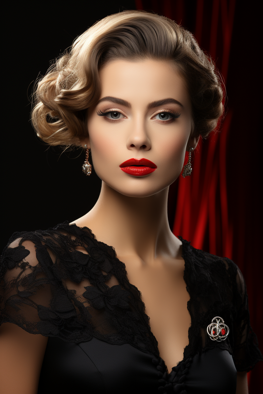 Elegant model holding Chanel lipstick in high-end photo.