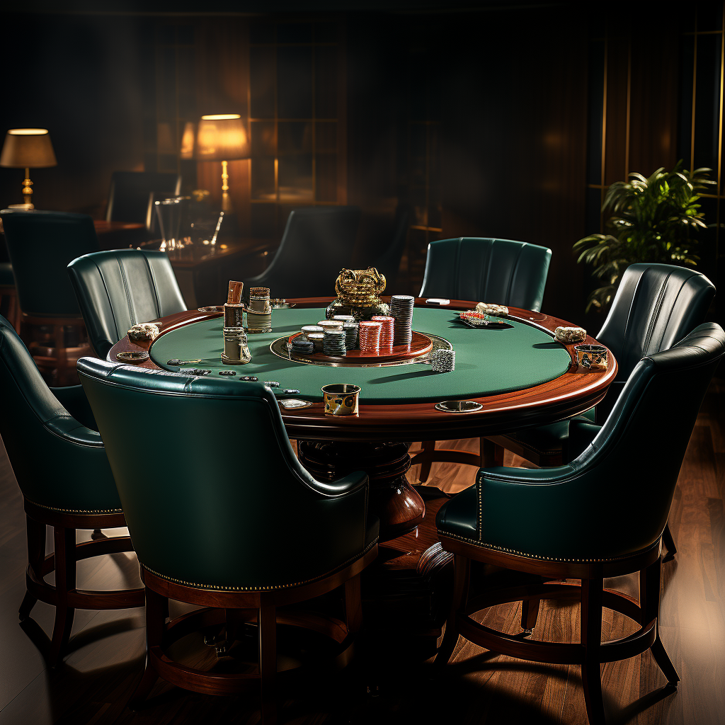 Elegant poker tables displayed in professional product showcase.