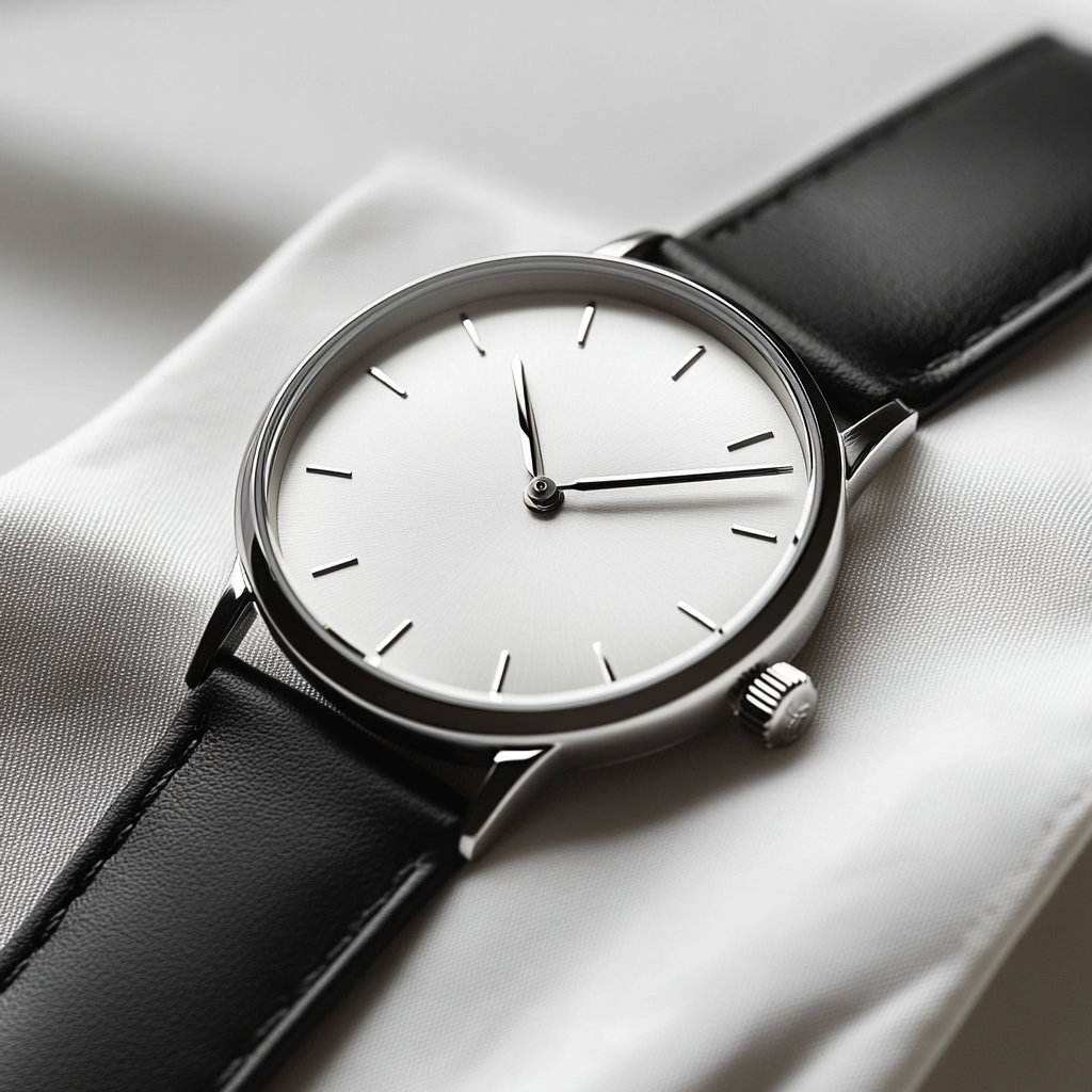 Elegant wristwatch with clean lines, metallic accents at 11:58.