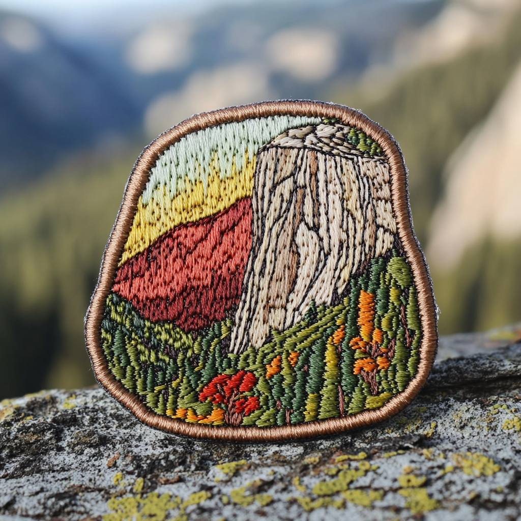 Embroidered patch of Yosemite's El Capitan climbers