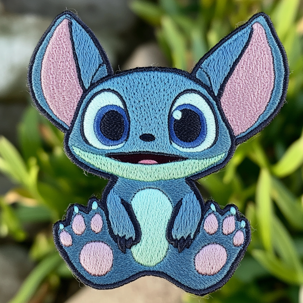 Embroidered patch of cute alien-inspired Disney character.