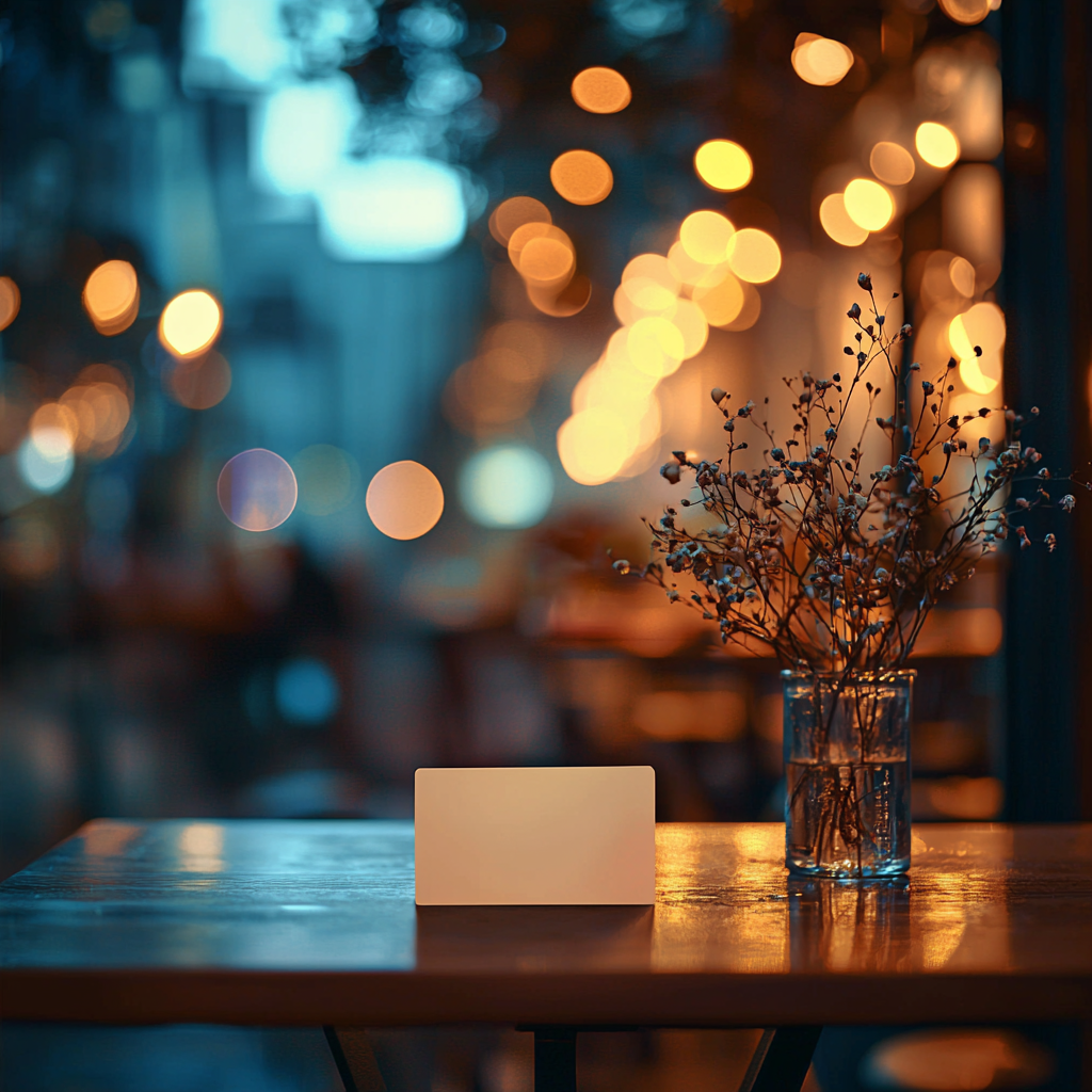 Empty Reservation Card on Warm Table Background