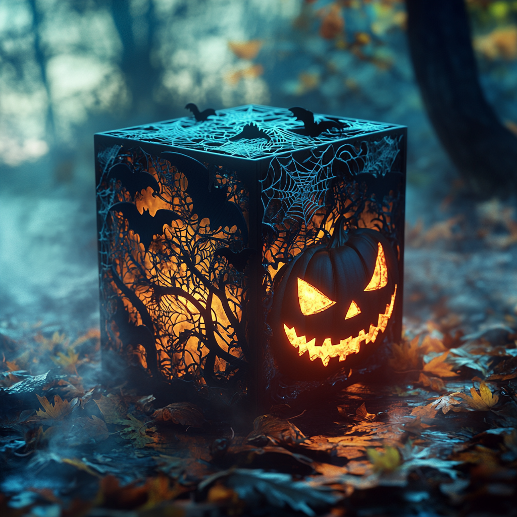 Enchanted Halloween Box Glowing in Spooky Night