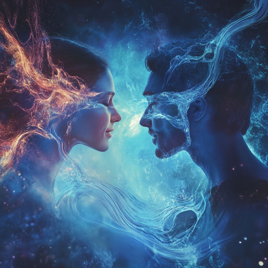 Energy Waves Flowing Between Two People