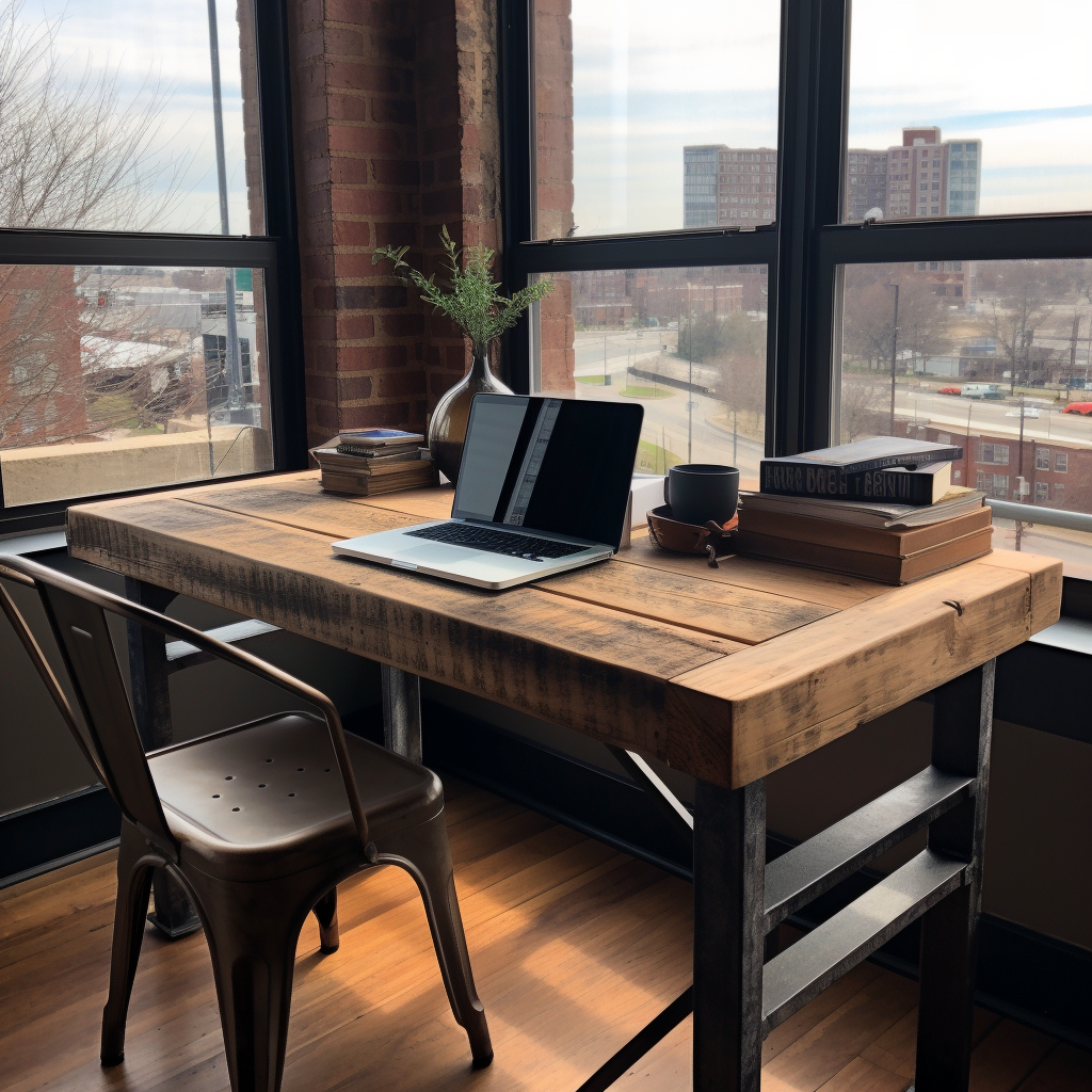 Engineer's Desk with Laptop, Coffee, and Notepad