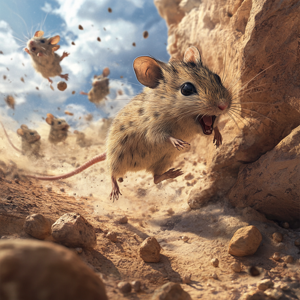 Enhance scene of steppe mouse carrying yersina pestis.