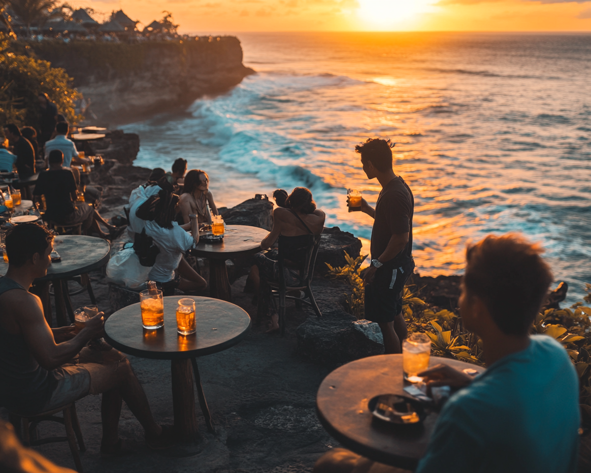 Enjoying Sunset Drinks at Bali Cliffside Bar