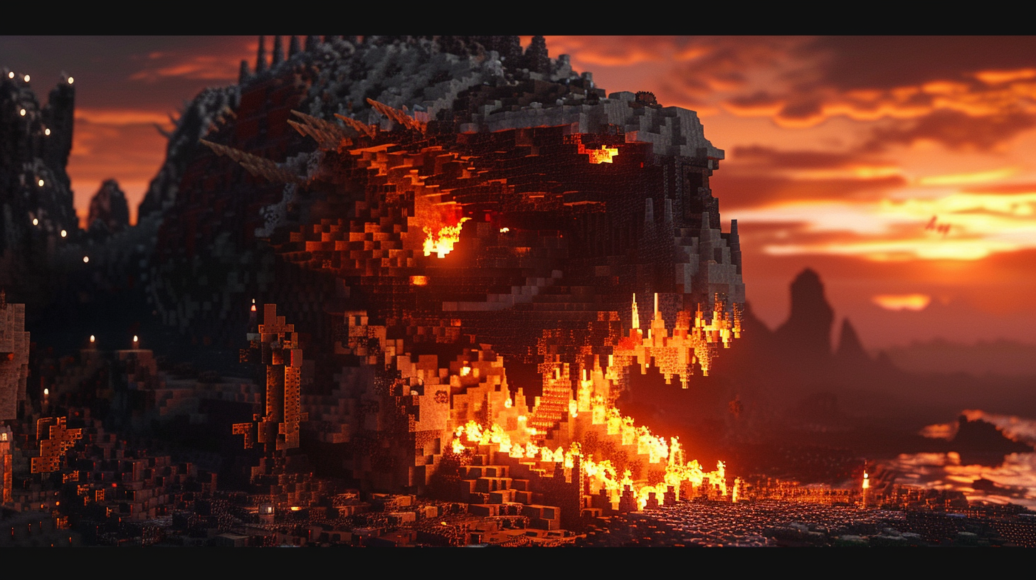 Epic Minecraft build of Balerion's skull in House of the Dragon