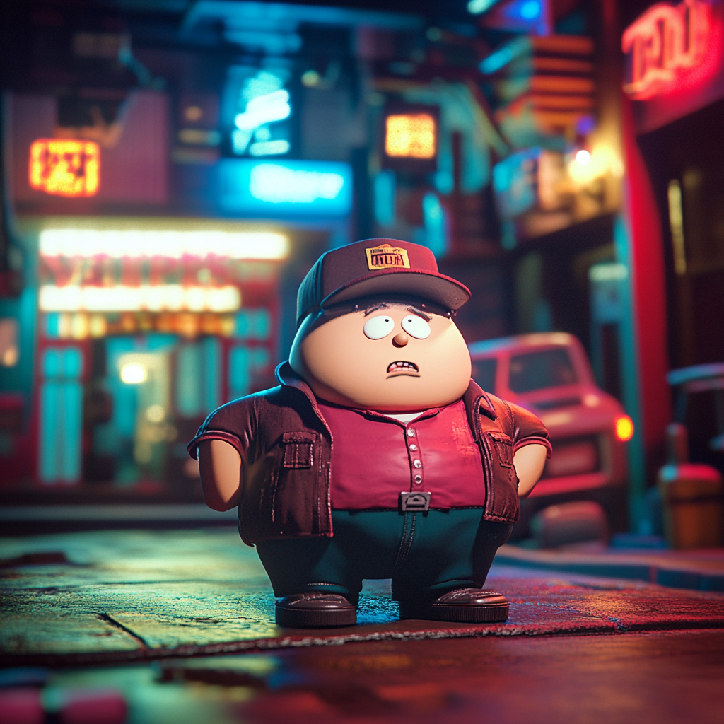 Eric Cartman in 1950s Blade Runner setting, Retro Technicolor.