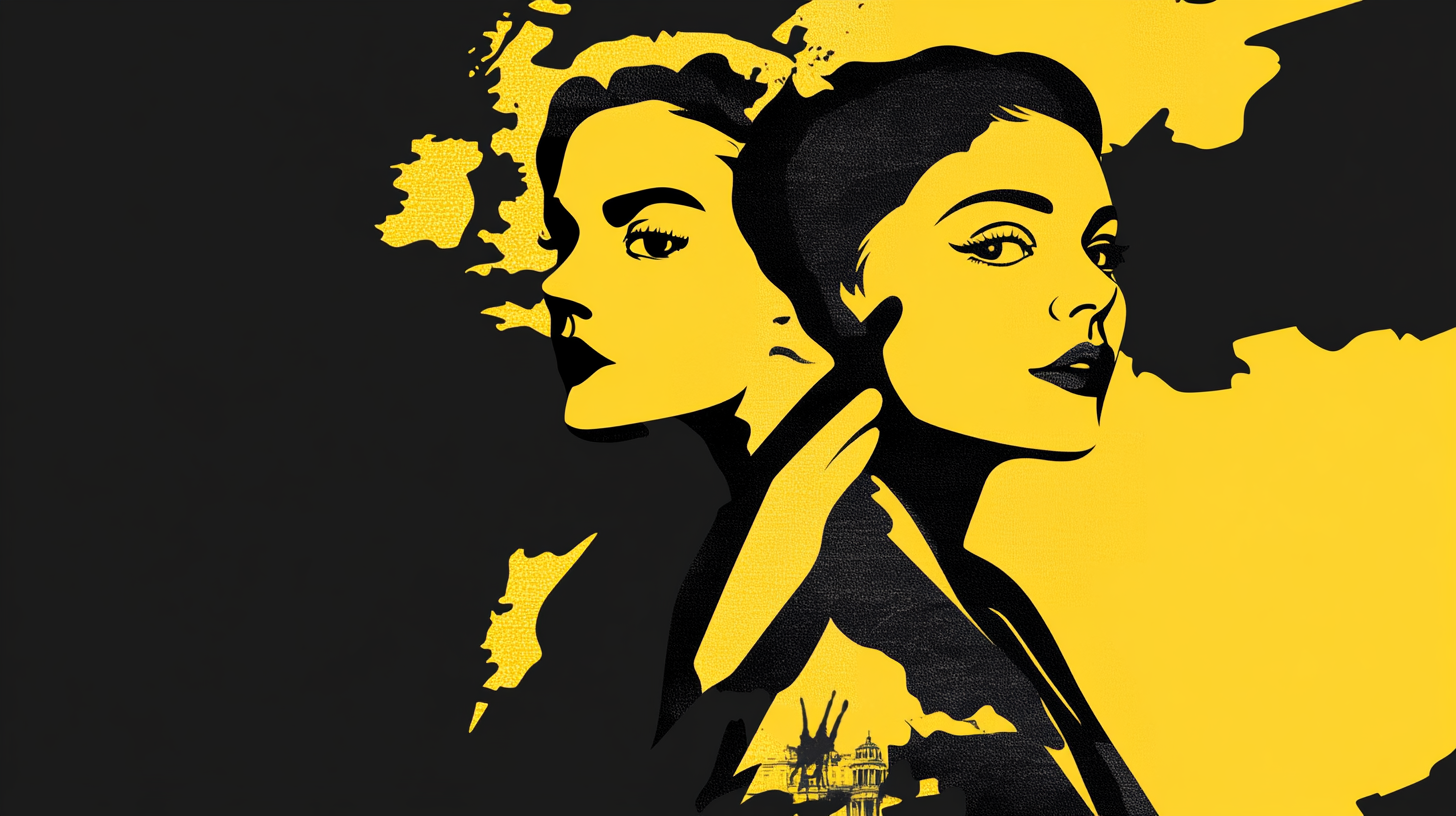 European Culture Clash: A Patrick Nagel Inspired Poster