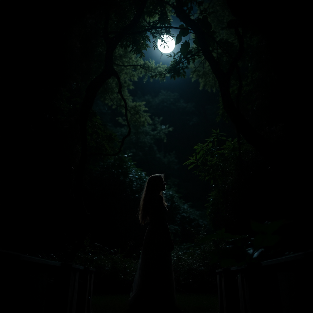 Eva in the moonlit garden with Sony camera shot