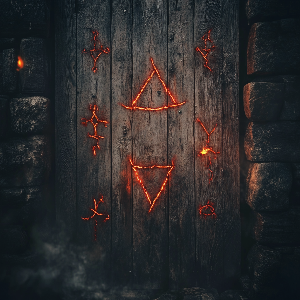 Evil Witch's Warning on Fiery Door