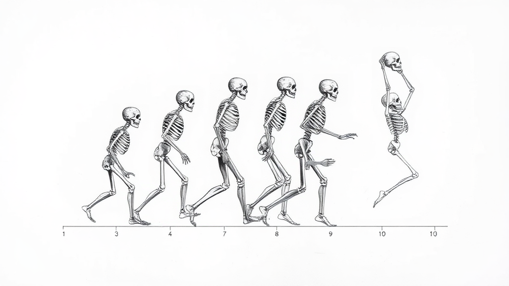 Evolution chart with falling skeletons lifted up.