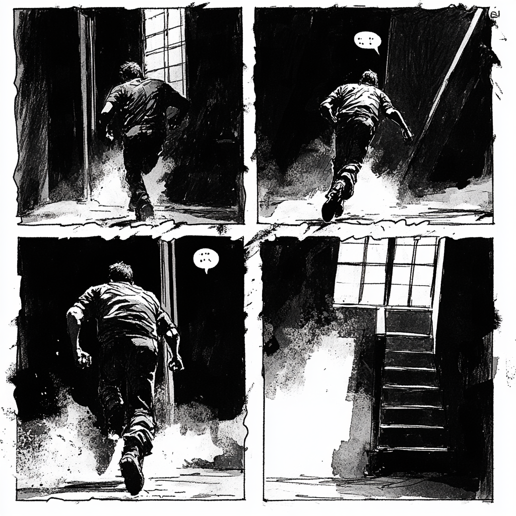 Exciting comic of Chris Mosier running with intensity.