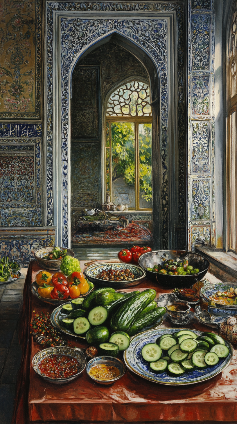 Exotic Fruits and Vegetables Display in Ottoman Palace