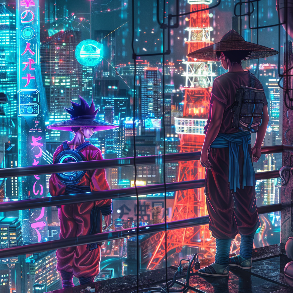 Exploring Tokyo's Neon-Lit Digital Blockchain World