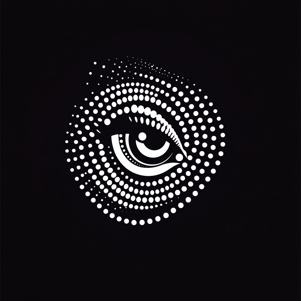 Eye Spiral: Simple White Logo on Black