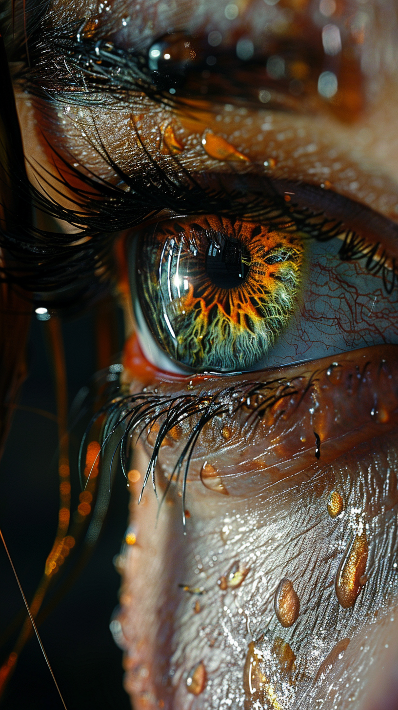 Eye in water drop, realistic, hauntingly beautiful, ultra realistic.