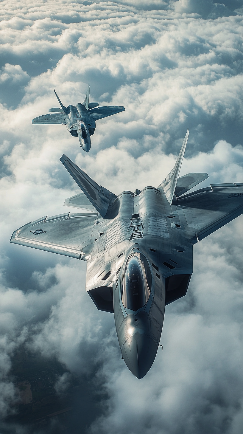 F-22 Raptor locks onto F-15 Eagle with radar.