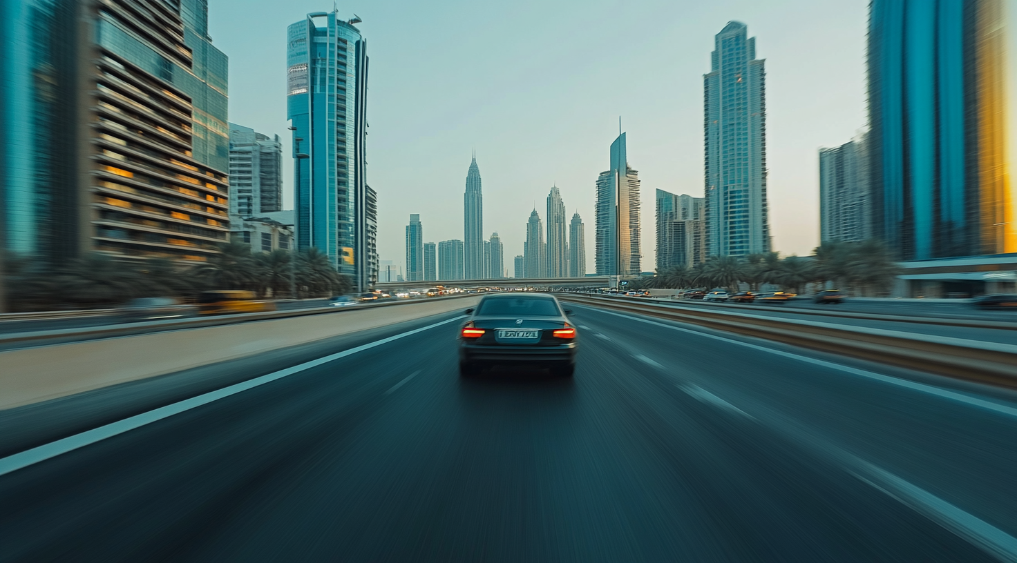 Facade side doors on sheikh zayed road, Dubai perspective.