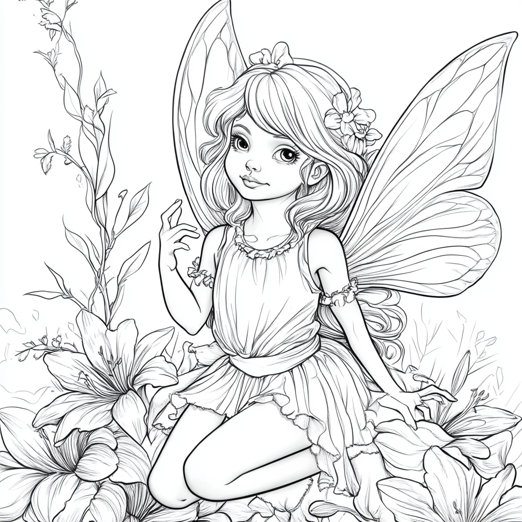 Fairy of the Amaryllis Flower Coloring Page