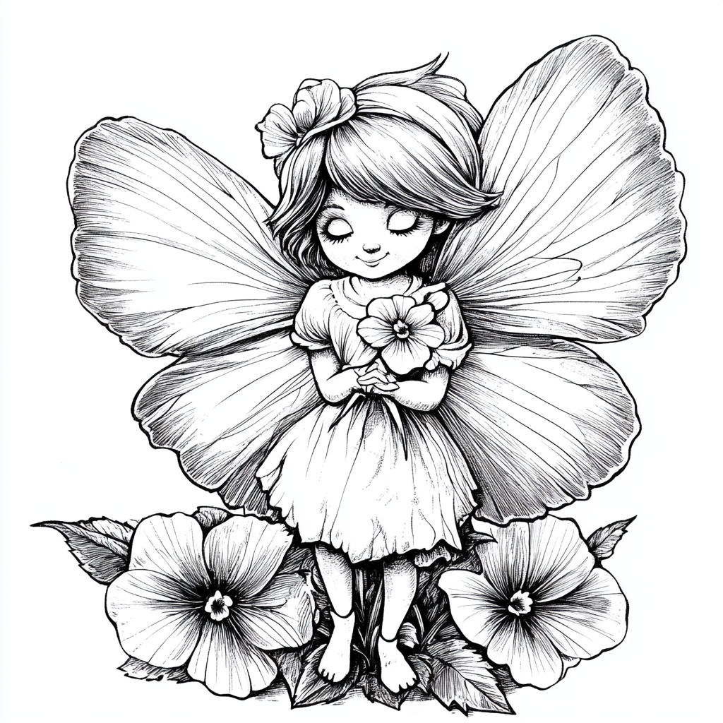 Fairy of the Pansy Flower Coloring Page