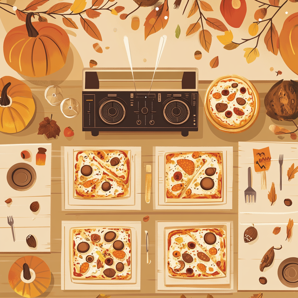 Fall Pizza Party with DJ Booth and Decorations