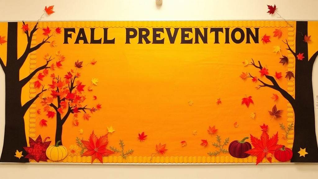 Fall Prevention Bulletin Board: Colorful Autumn Theme