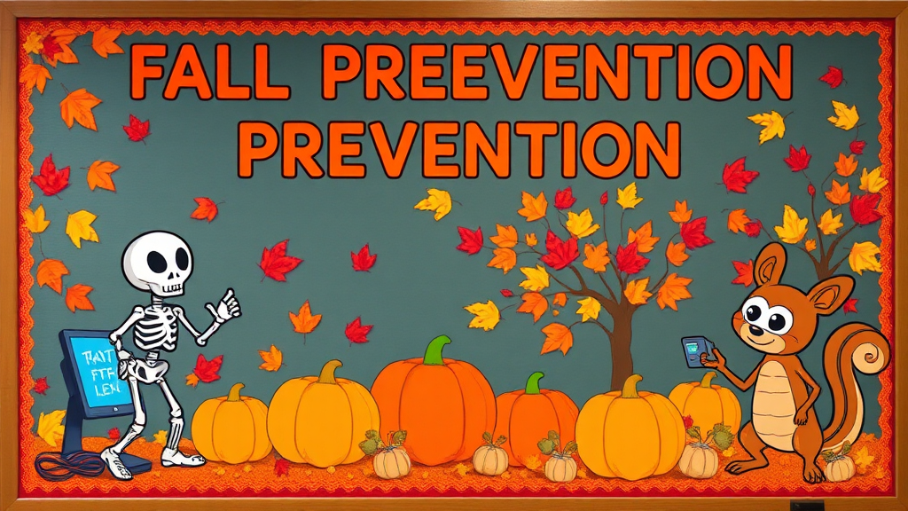 Fall Safety Bulletin Board with Autumn Technology Theme