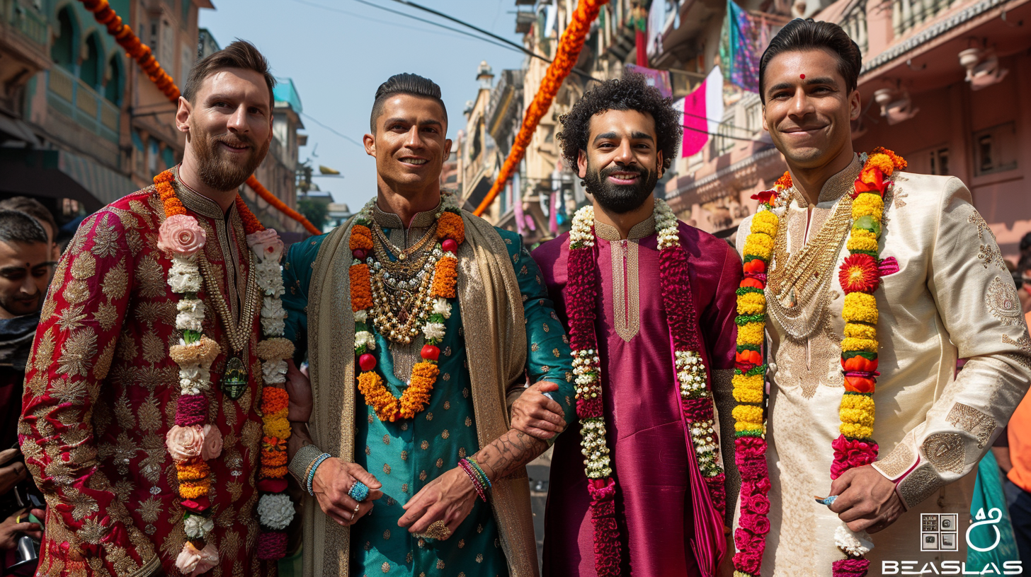 Famous footballers in Indian attire celebrate Ganesh festival.