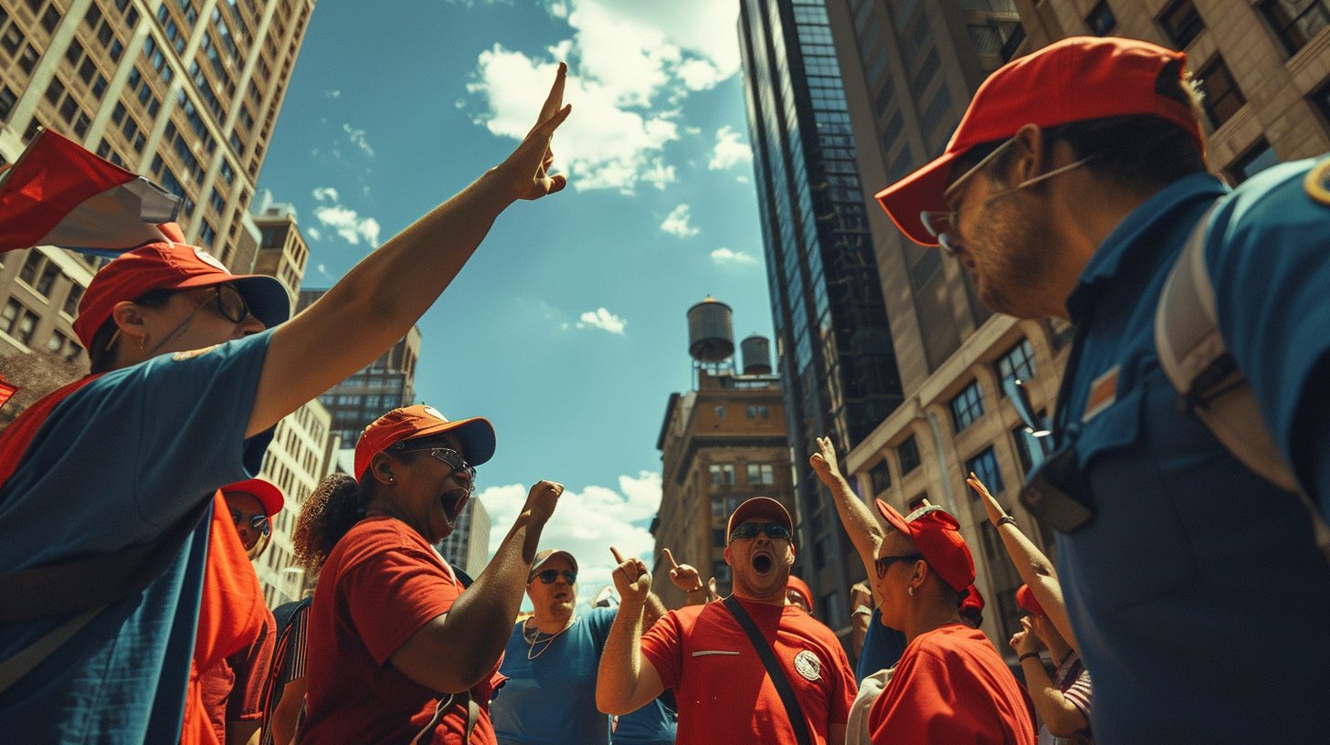 Fans In Blue And Red Uniforms Argue