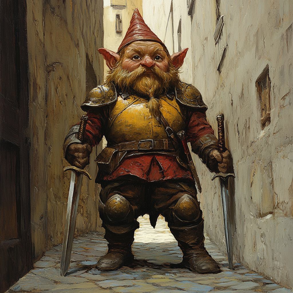 Fantasy Gnome Warrior in Leather Armor