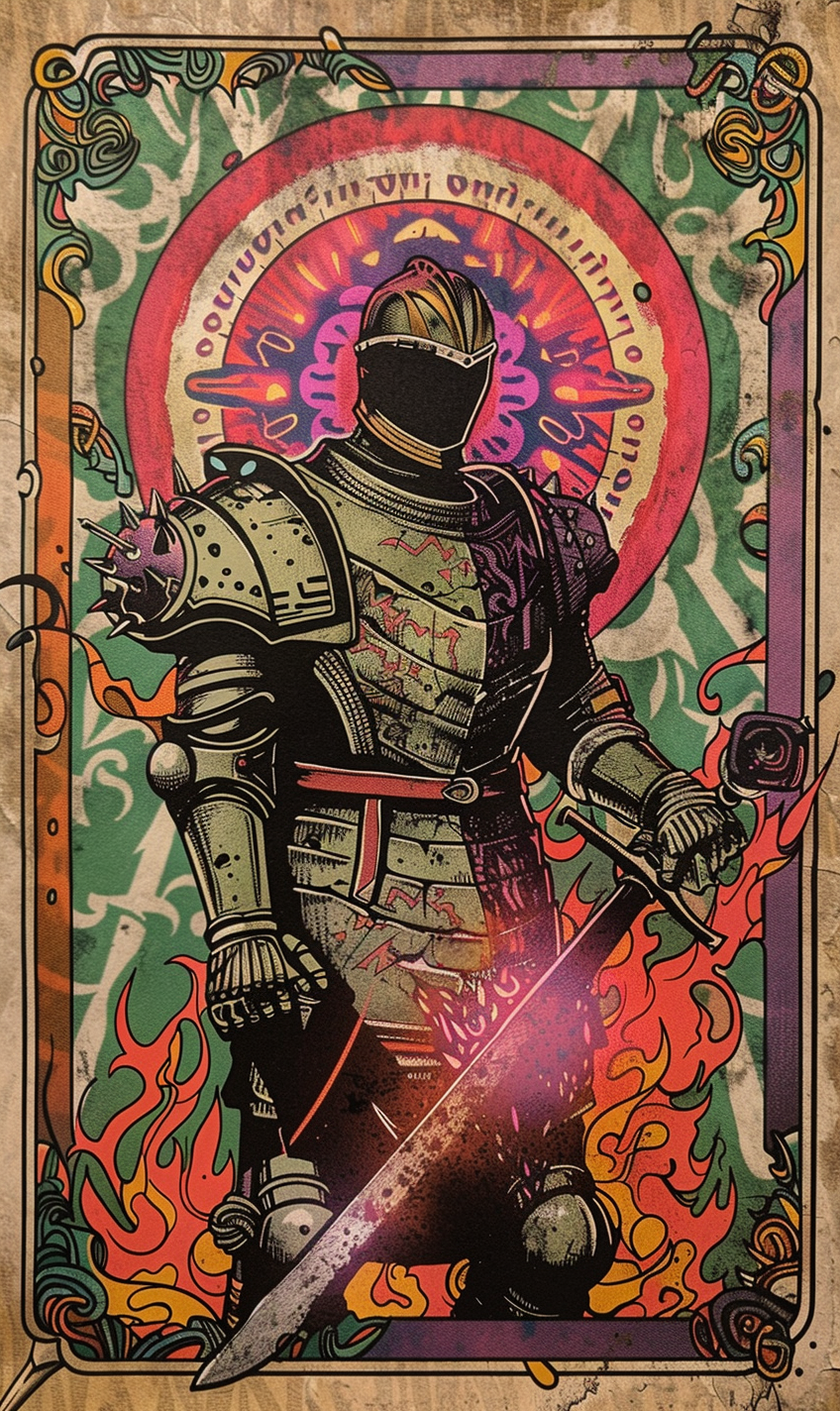 Fantasy Knight with Laser Sword Trading Card