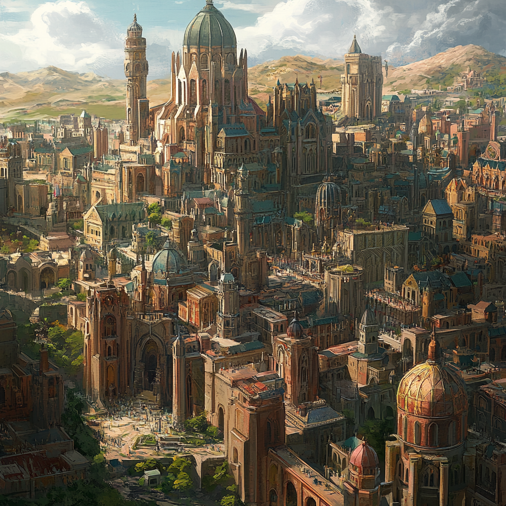 Fantasy Megalopolis Cityscape: Brittonic, Anglo-Saxon, Romanesque Architecture