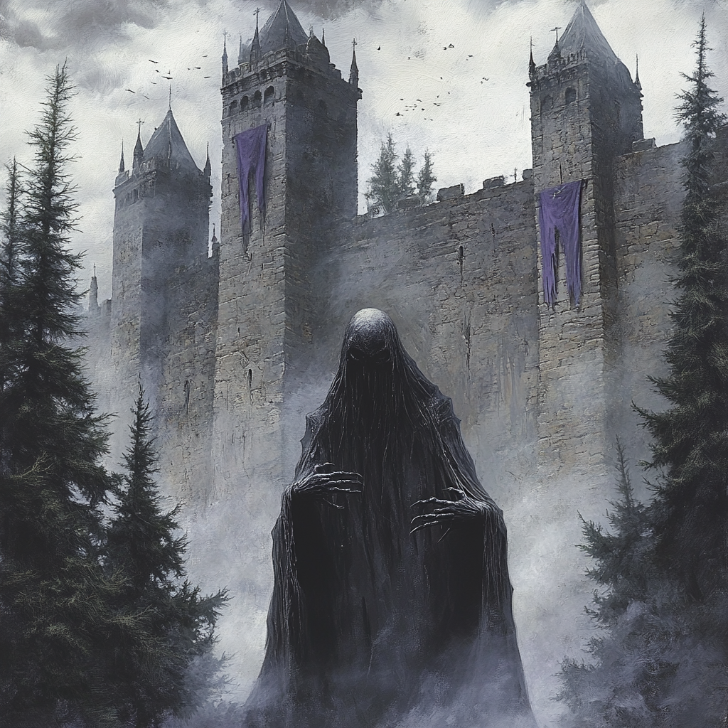 Fantasy Witch in Gothic Cityscape Art  