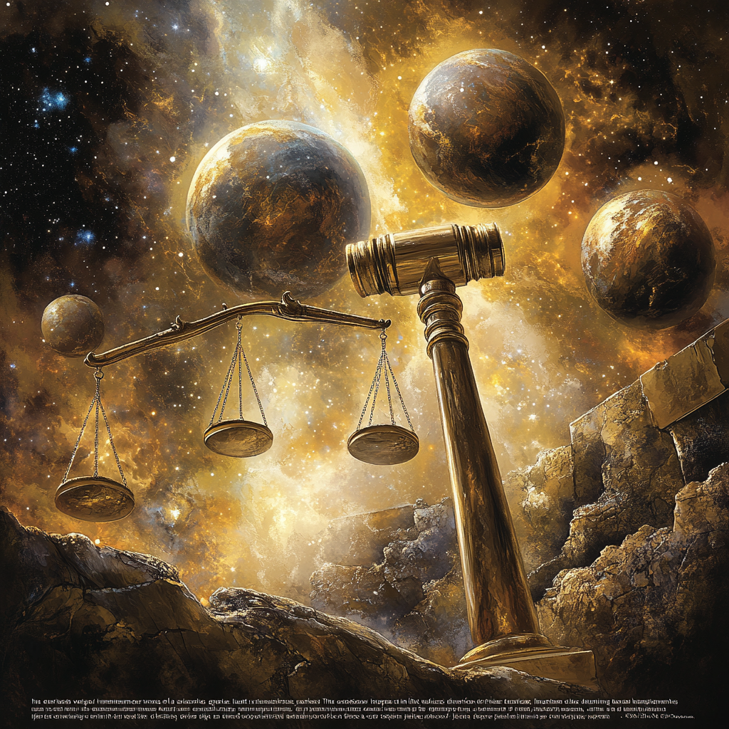 Fantasy judge wields giant hammer, impacts universe's balance.