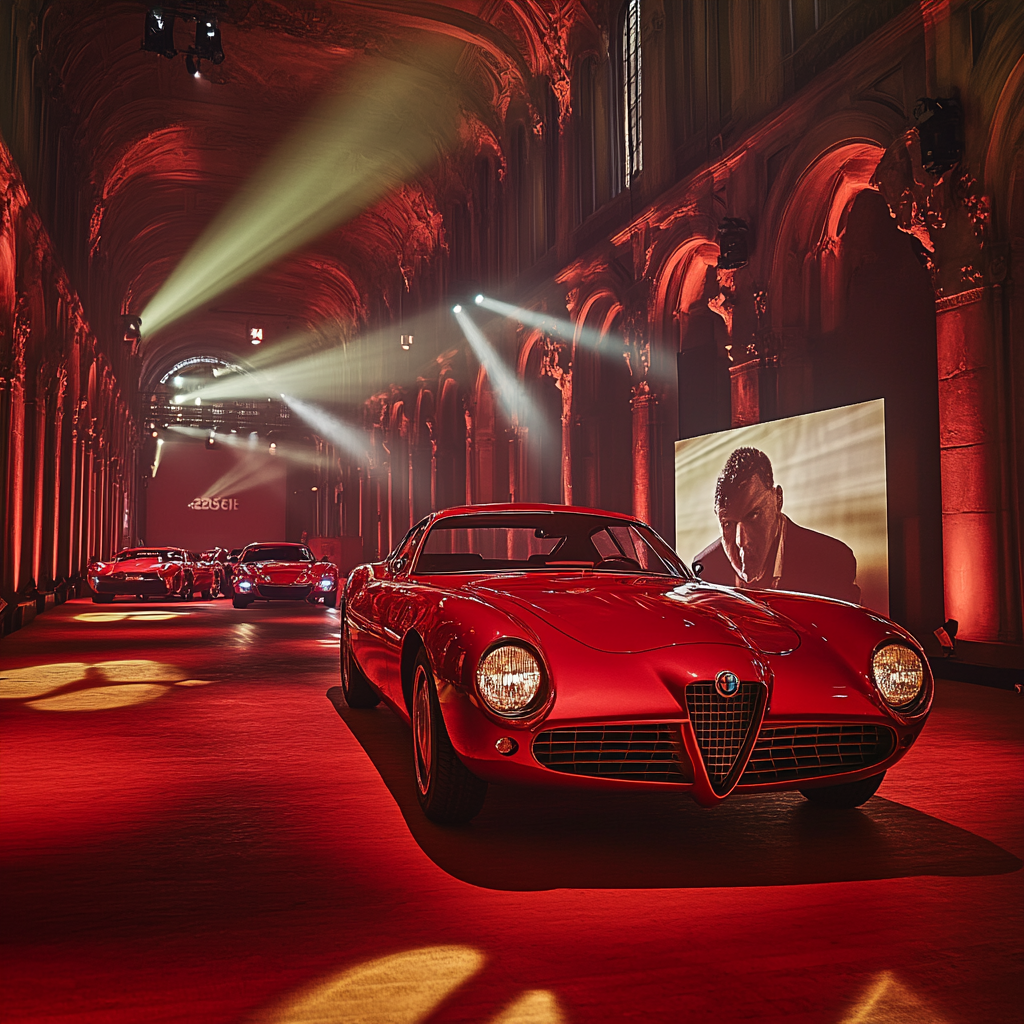 Fashion editorial: Alfa Romeo SZ presentation in Venice.