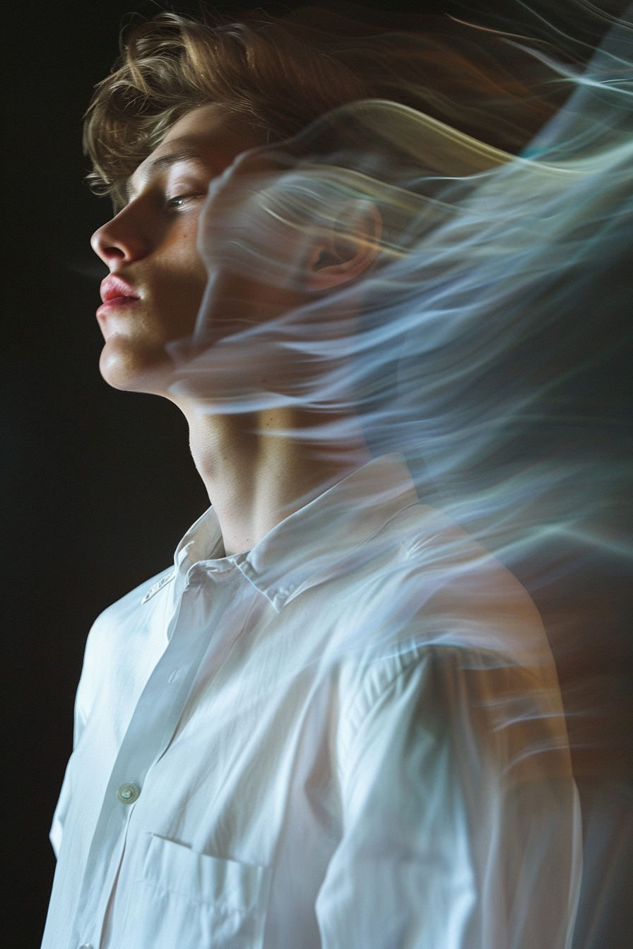 Fashionable Young Man in White Shirt Movements, Dynamic.