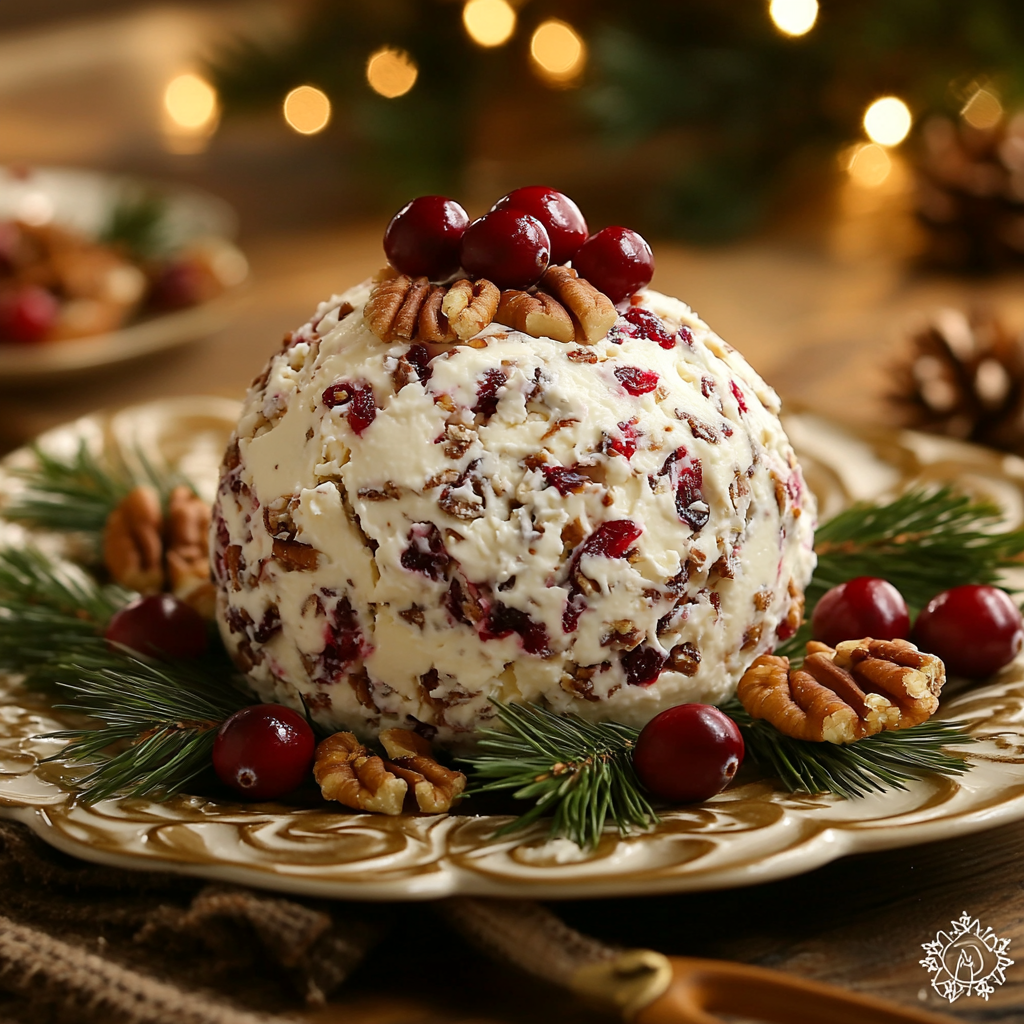 Festive Cheese Ball with Cranberries and Pecans