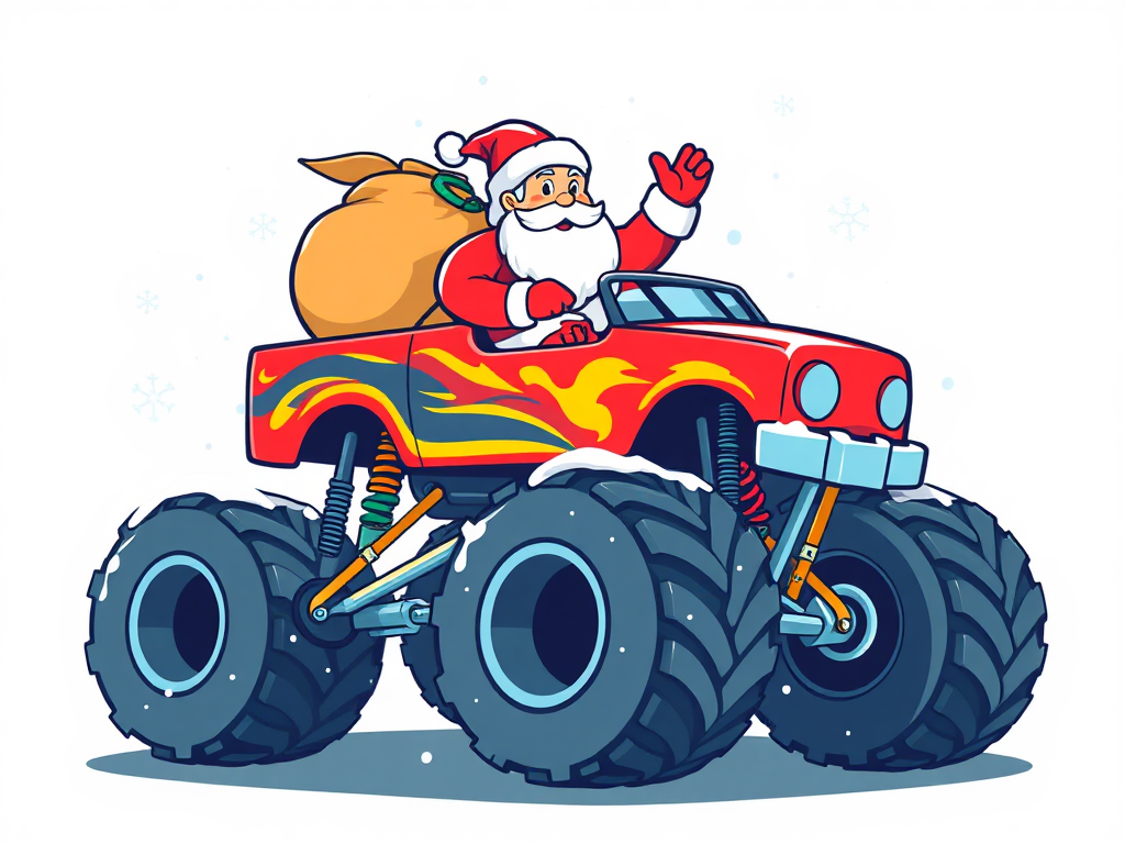 Festive Santa Claus Monster Truck Design