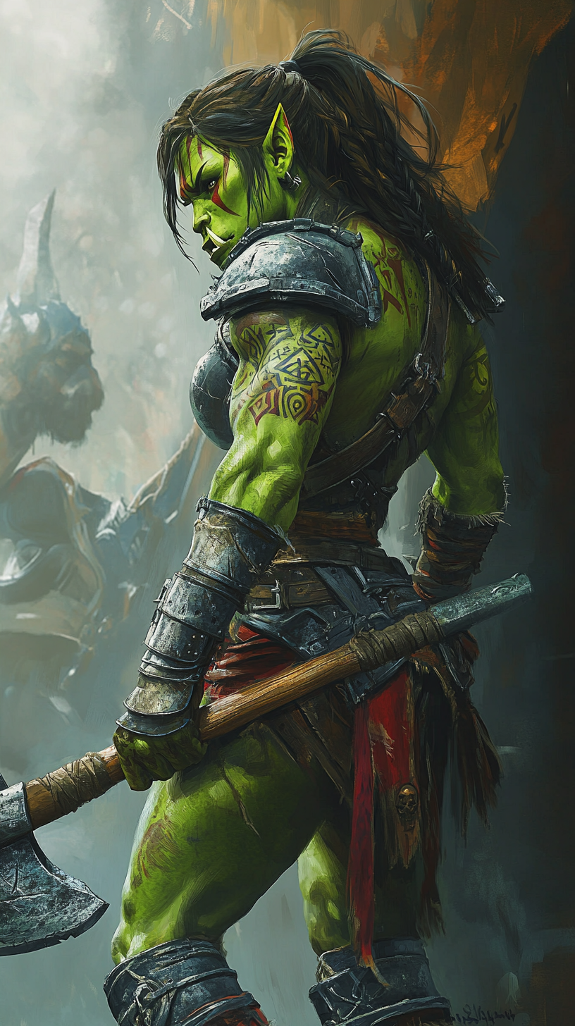 Fierce Female Orc Warrior Fantasy Art 