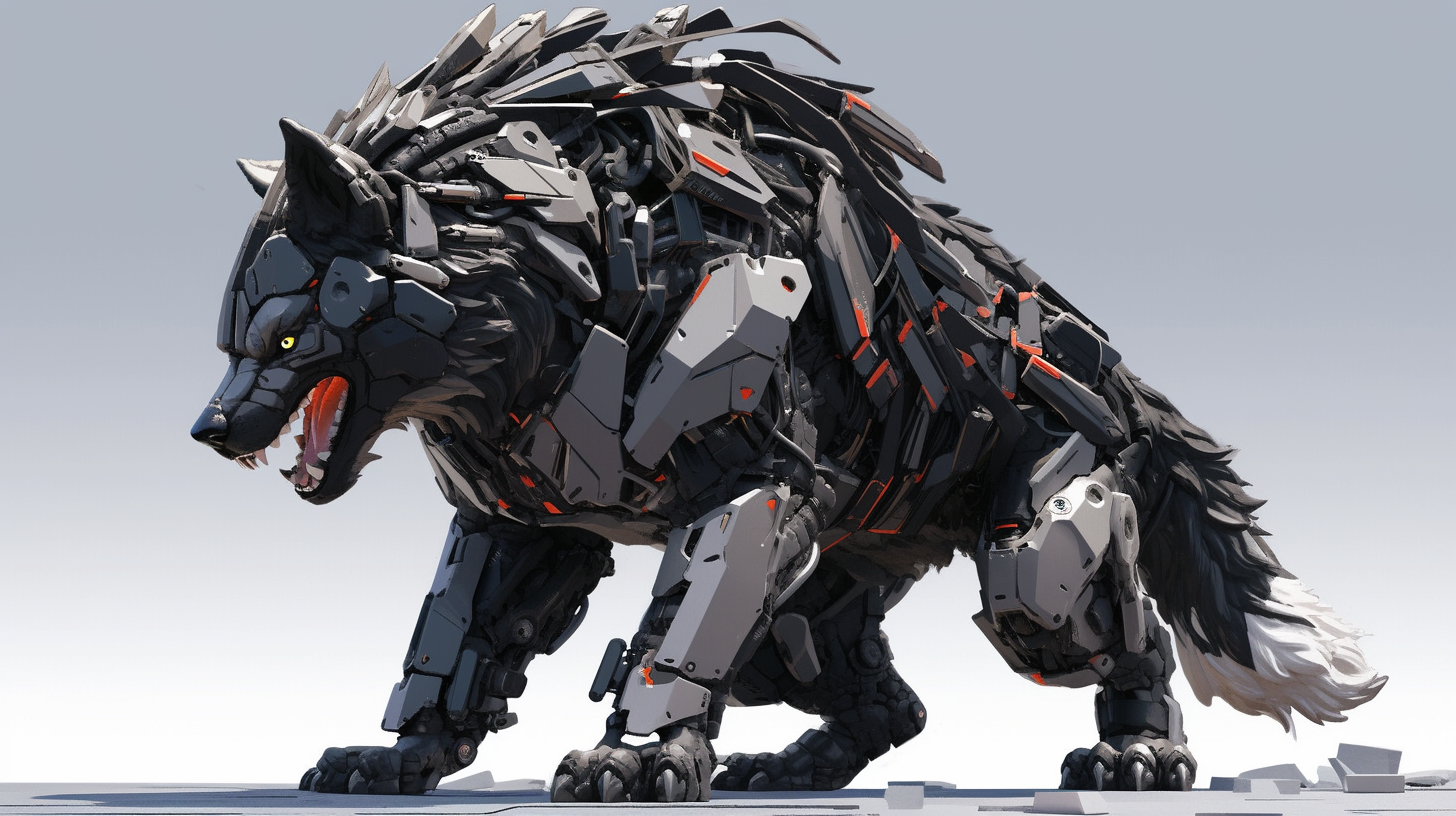 Fierce Wolfhound in Anime with Mechanical Parts