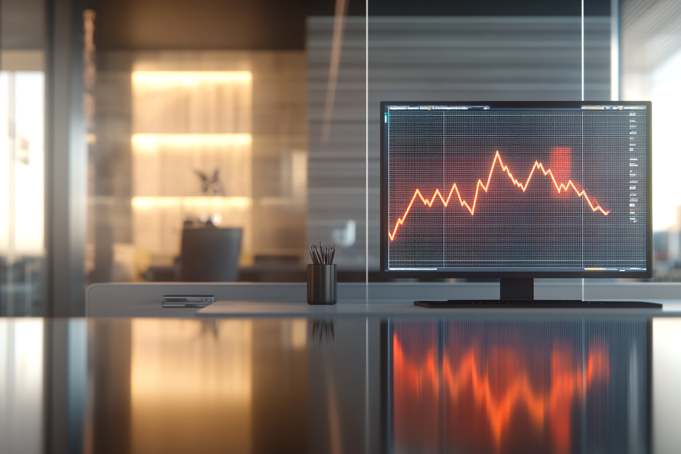 Financial Graph Shows Changing Interest Rates in Modern Office