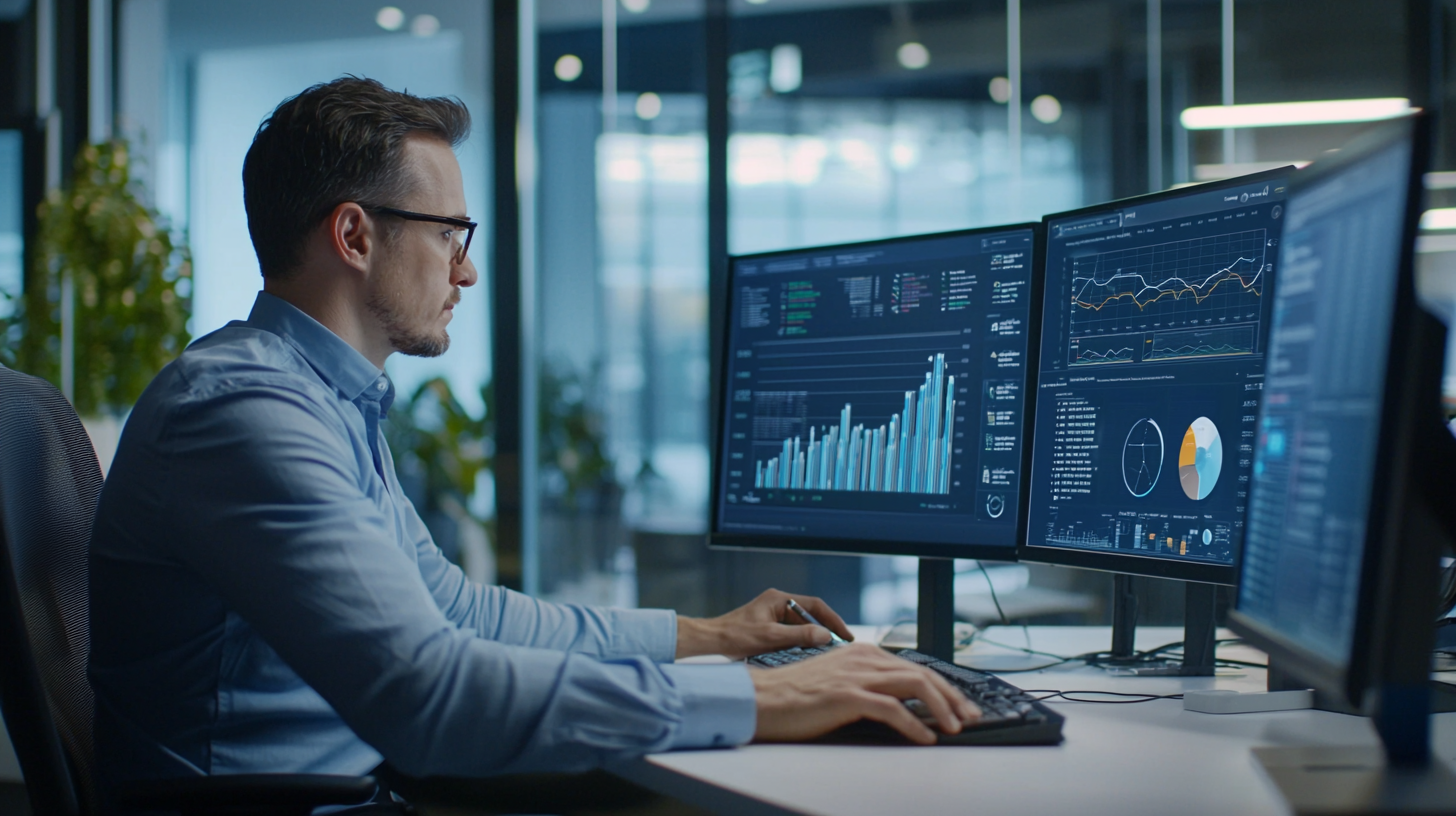 Financial Services Employee Working on Digital Dashboard