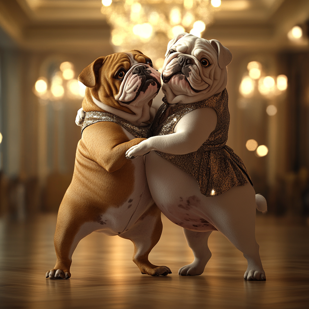 Finely Dressed Bulldog Slow Dances at Prom 