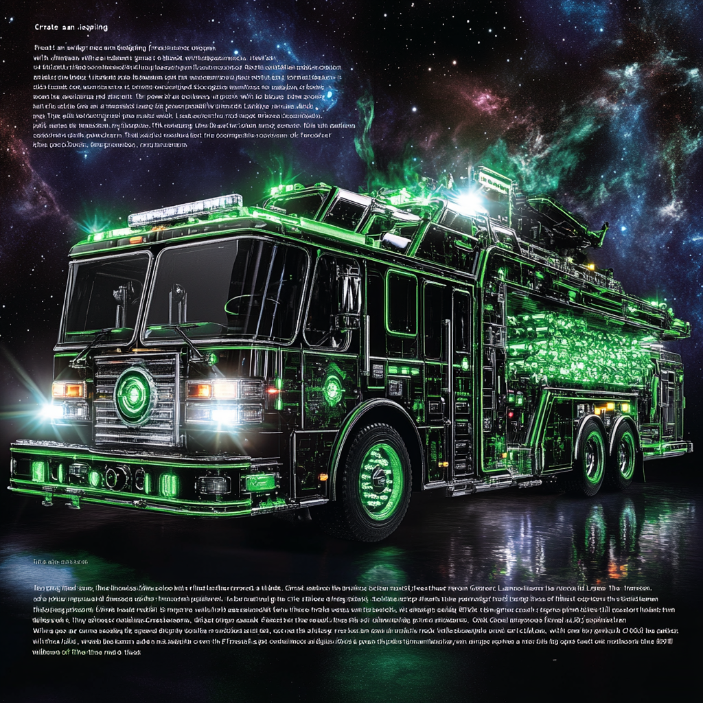 Fire truck transformed with Green Lantern design and essence.