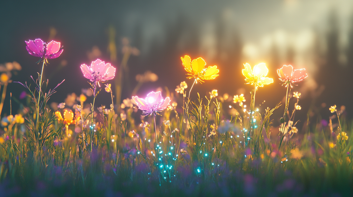 Five SMART labeled wildflowers in a meadow.